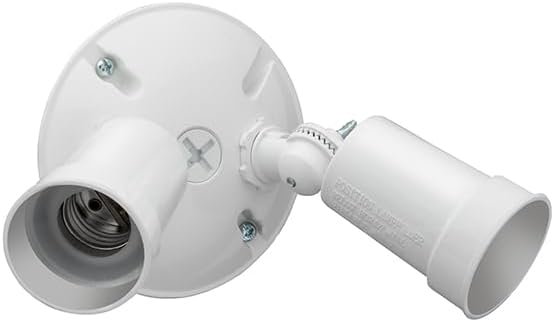 Lithonia Lighting Outdoor Flood Light Fixture, Adjustable Twin Par Flood Light Holder, Safety and Security, 120 Volts, Uses 2 Lamps Up to 150W (Not Included), White, 6-Pack (OFTH 300PR 120 WH CP6 M4)