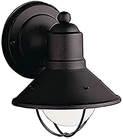 Kichler Seaside 7.5" 1 Light Outdoor Wall Light with Glass Globe Black
