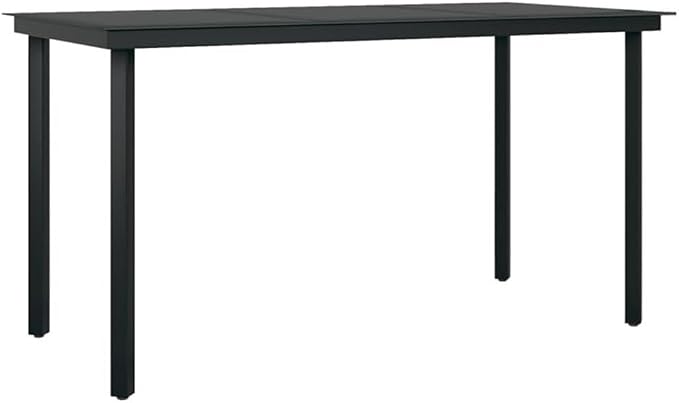 Afuera Living 7-Piece Contemporary Patio Dining Set, Black PE Rattan, Rectangular Tempered Glass Table, Powder-Coated Steel Frame, Adjustable Cushioned Chairs, Outdoor Garden Furniture for 6 People