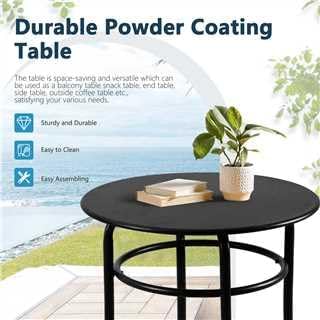 27.5''H Round Outdoor Patio End Table Set of 2, Black Outdoor Side Tables for Patio Porch Pub, Metal Side Tables Living Room Cocktail Table