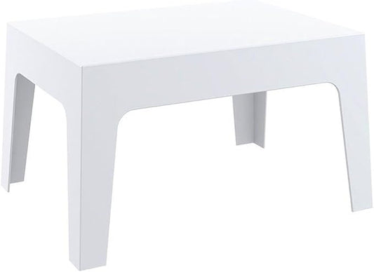 Compamia Box Resin Patio Coffee Table in White, Commercial Grade