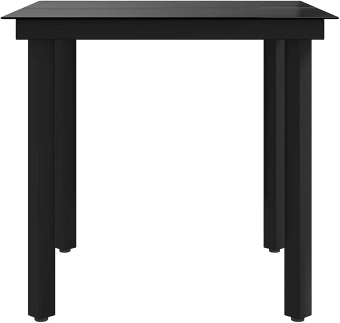 vidaXL Outdoor Dining Table, Patio Table with Glass Top, Garden Table, Garden Furniture for Front Porch Deck Lawn Backyard, Industrial, Steel
