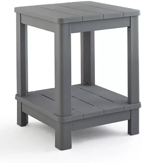 Generic Adirondack Deluxe Outdoor Side Table Patio Side Table with Shelf End Tables for Patio,Garden, Lawn, Pool (Classic Gray), Small