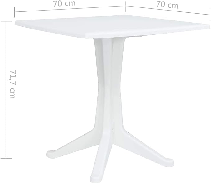 28 in White Square Outdoor Dining Table, Weather-Resistant Matte Plastic Patio Table for Garden Balcony or Small Backyard Gatherings
