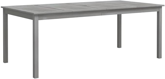 Afuera Living 9-Piece Solid Acacia Wood Patio Dining Set, Gray Oiled Finish, Rectangular Table with 8 Chairs, Weather Resistant, Umbrella Hole, Outdoor Garden Furniture for Terrace or Balcony Dining