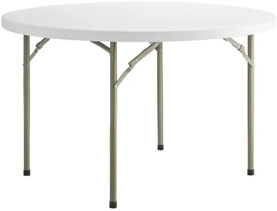 PRO&Family 4' / 48 inches / 4 Foot / 120 cm / 4 ft White Round Folding Table White Granite Outdoor Table 4 Ft Card Table Round Classroom Tables Plastic Circle Table Round Fold Up Table Card Table