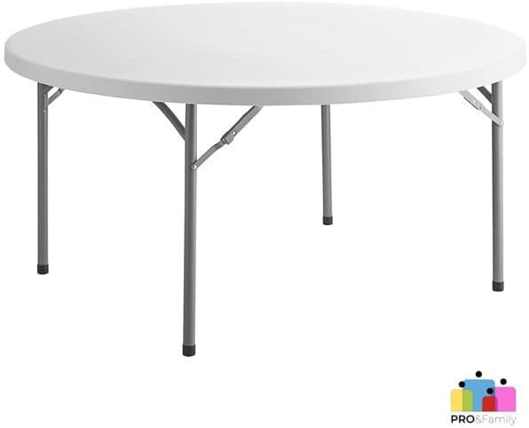 PRO&Family 10 Pack! 60" / 150 Cm White Foldable Round Table Round Temporary Plastic Circle Table Portable Bar Table for Party Outdoor Folding Plastic Table 60 Inch Round