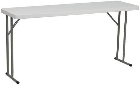 18" W x 60" D x 29" H Plastic Folding Utility Heavy Duty Table | Indoor Outdoor Dining Kitchen Wedding Market Events Camping BBQ