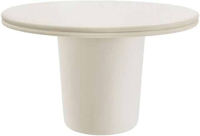 Pemberly Row Concrete Round Top Dining Table, 48 Inch White Finish, Contemporary Indoor Outdoor Design, Double Lip Edging, Cylindrical Base, Seats 2-4, Patio or Dining Room Table for Modern Spaces
