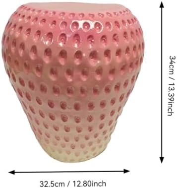 13.4" Strawberry Shaped Resin Stool, Multifunctional Side Table Plant Stand, Creative Indoor Outdoor Garden Home Decor Furniture (Pink Strawberry)