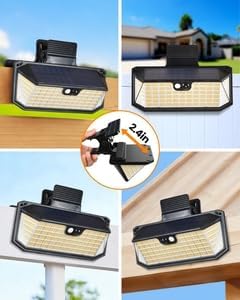 470 LED Clip On Solar Lights Outdoor, Warm White Motion Sensor Lights 2Pack | 1500LM Solar Fence Lights with 300° Wide Angle, 3 Modes, IP65 Waterproof Clip on Solar Security Lights for Fence, Patio, yard