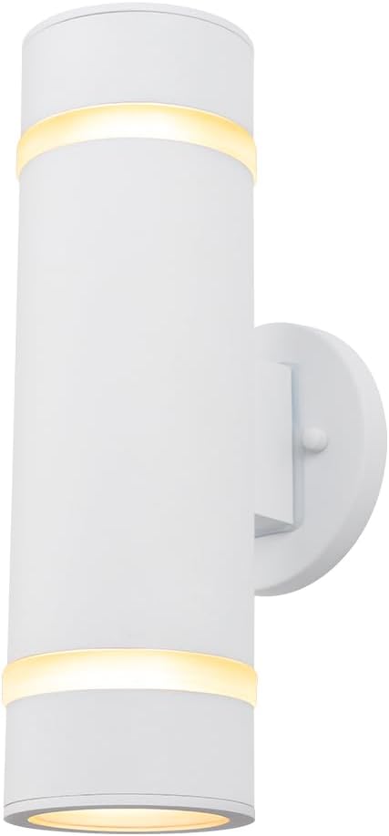 13" Stainless Steel Modern Outdoor Wall Sconce Cylinder Porch Light | E26 Base,UL listed,White Up and Down Lights Outdoor Exterior Lighting Fixture for House Garage Patio Porch Garden