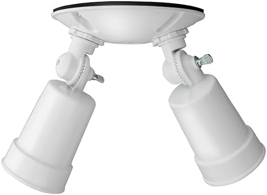 Lithonia Lighting Outdoor Flood Light Fixture, Adjustable Twin Par Flood Light Holder, Safety and Security, 120 Volts, Uses 2 Lamps Up to 150W (Not Included), White, 6-Pack (OFTH 300PR 120 WH CP6 M4)