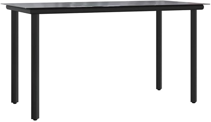 Afuera Living 5-Piece Garden Dining Set, Black and Gray PE Rattan, Powder-Coated Steel Frame, Rectangular Table and 4 Chairs with Cushions, Modern Style Outdoor Patio Furniture for Backyard or Terrace