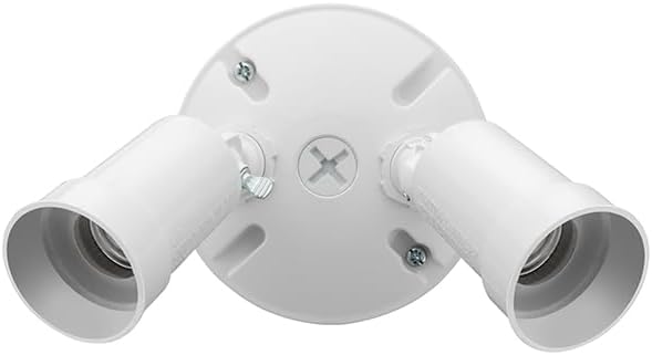 Lithonia Lighting Outdoor Flood Light Fixture, Adjustable Twin Par Flood Light Holder, Safety and Security, 120 Volts, Uses 2 Lamps Up to 150W (Not Included), White, 6-Pack (OFTH 300PR 120 WH CP6 M4)