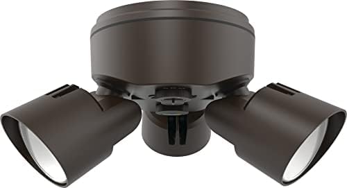 Lithonia Lighting HomeGuard 3-Light LED Outdoor Flood Lights, Dusk to Dawn | Dark Bronze Outdoor LED Lights, Adjustable Lumens, Selectable Color, Round Heads (HGX LED 3RH ALO SWW2 120 PE DDB)