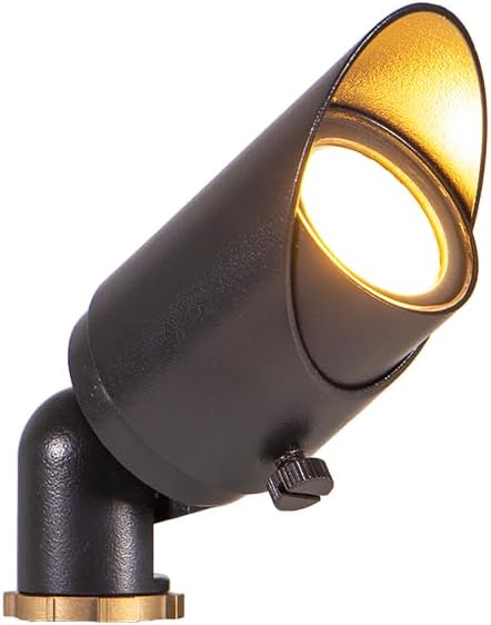 VOLT 12V Top Dog Outdoor Mini Spotlight (Black) & 4W 2700K MR11 LED Bulb | Solid Cast Brass with Durable Powder Coating, 350 Lumens of Warm White Light, Ideal for Yard, Lawn, Garden, Trees & House