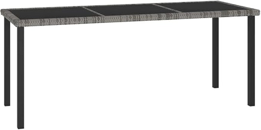 vidaXL Patio Dining Table, Patio Table with Glass Top, Garden Table, Garden Furniture for Front Porch Deck Lawn Backyard, Modern, PE Rattan Gray