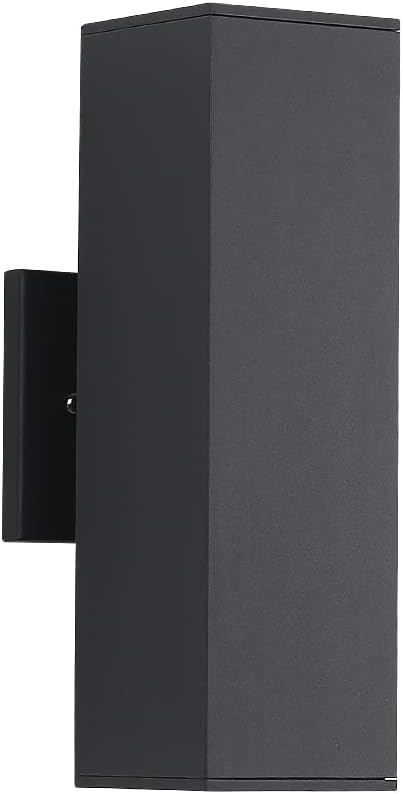 13" Black Square Modern Outdoor Wall Light Exterior Wall Sconce | E26 Base,UL listed,Aluminum Up and Down Lights Outdoor Exterior Wall Light Fixture Porch Light for House Garage Patio Garden