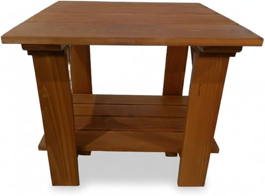 Cedar Ridge Furniture Stained Cedar End Table with Shelf, Amish Made Outdoor Side Table for Patio or Porch