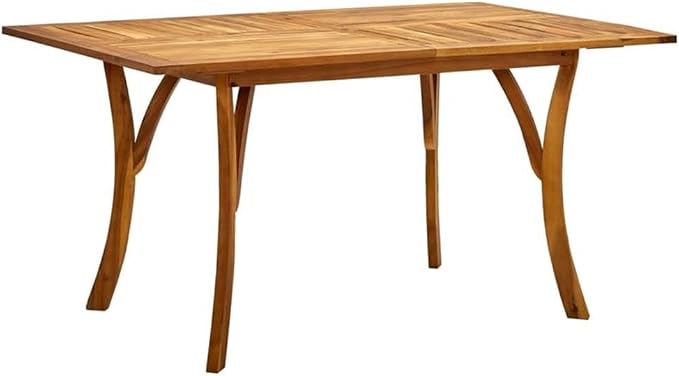 BOWERY HILL Contemporary 7-Piece Solid Acacia Wood Patio Dining Set, PE Rattan Chairs, Stackable Design, Oiled Finish, Modern Outdoor Garden Furniture for Patio, Balcony, or Terrace Dining