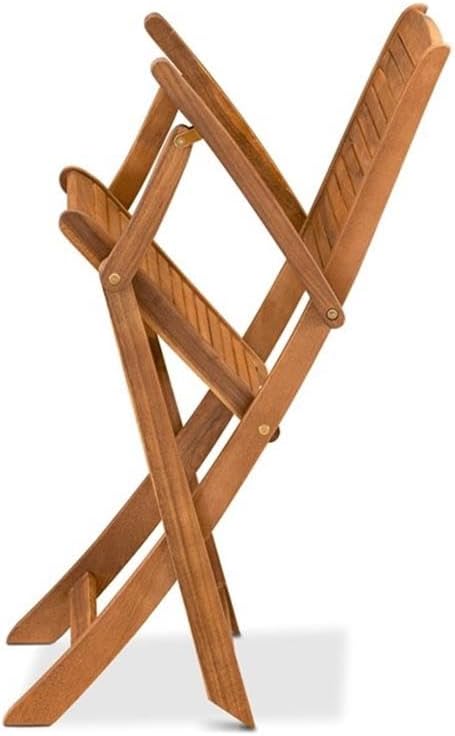 Pemberly Row 5-Piece Patio Dining Set, Natural Oil Finish, Rectangular Table and 4 Foldable Chairs, Lightweight and Compact Outdoor Furniture, Contemporary Style for Garden or Patio