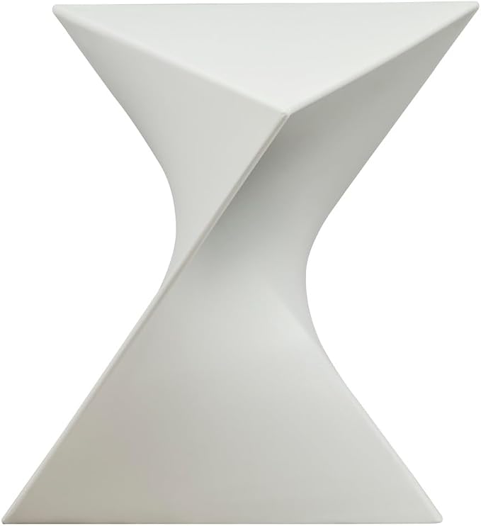 LeisureMod 15.75" Triangular Side Table, Stackable Plastic Accent End Table for Indoor & Outdoor Use, Weather-Resistant Modern Patio & Living Room Table, Set of 2, White