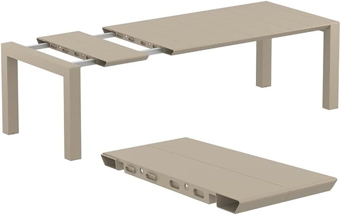 Compamia Vegas 86" Extendable Patio Dining Table in Dove Gray, Commercial Grade