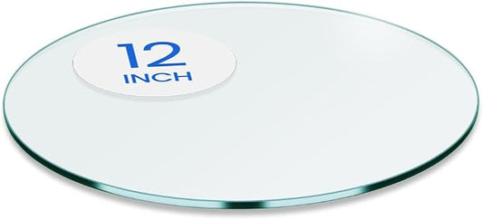 Dulles Glass 12 inch Round Glass Table Top - Tempered - 3/8" Thick Glass Surface, Safe Flat Polished, Multipurpose for Dining Table, Patio, Coffee and End Table