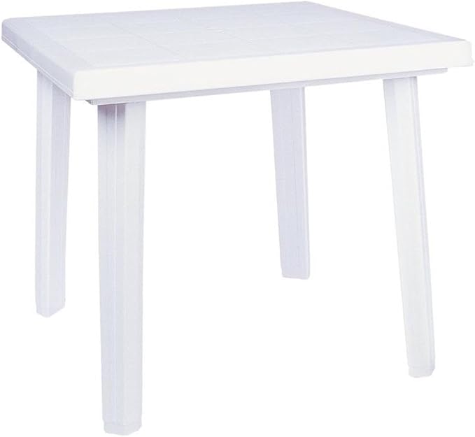 Compamia Cuadra 31" Square Resin Patio Dining Table in White, Commercial Grade