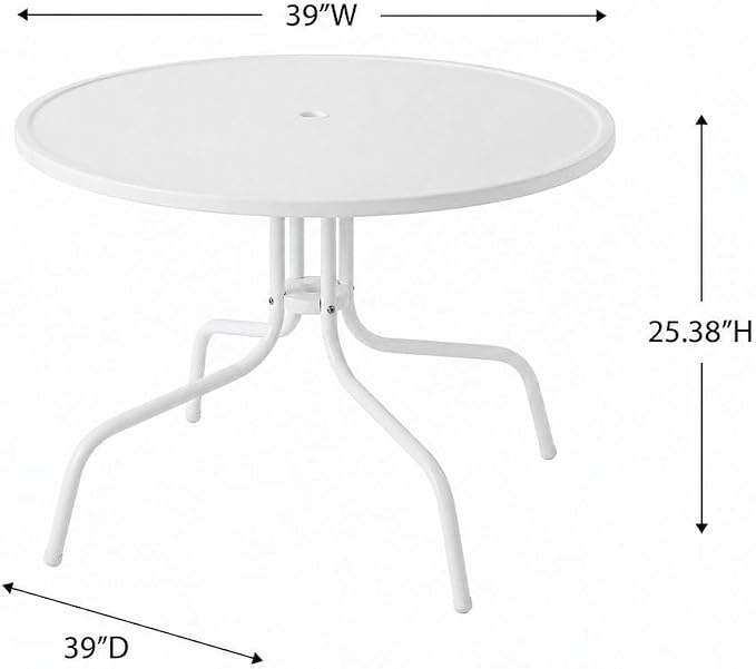 White Dining Table for Outdoor Settings, Modern Design, Durable Material, Weather-Resistant, Sturdy Construction, Suitable for Patio, Garden