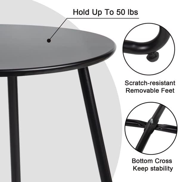 Side Table Anti-Rust Metal Outdoor End Table, Small Round Tables for Garden Balcony Yard, Black