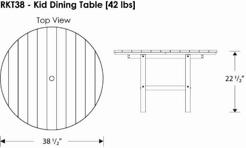 POLYWOOD RKT38TA 38" Kids Dining Table, Tangerine