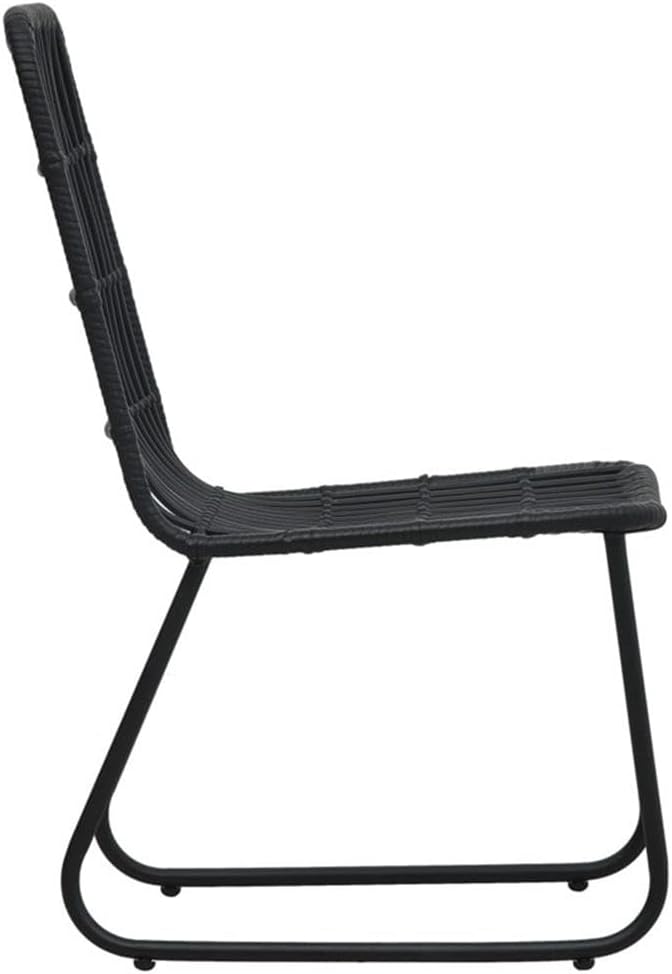Afuera Living 5-Piece Outdoor Patio Dining Set, Black Poly Rattan, Large Stackable Design, Glass Tabletop, Powder-Coated Steel Frame, Comfortable High-Back Chairs, Weather-Resistant Garden or Deck
