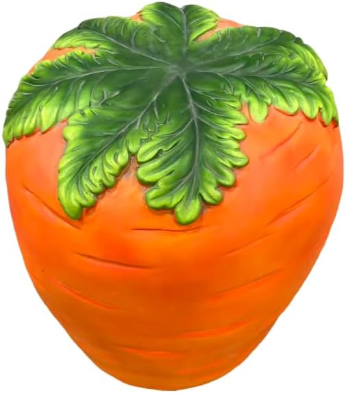 16" Orange Carrot Resin Garden Stool, Multifunctional Outdoor Side Table & Plant Stand, Weatherproof Decorative Sculpture, Funny Unique Gift for Patio Yard Lawn & Housewarming