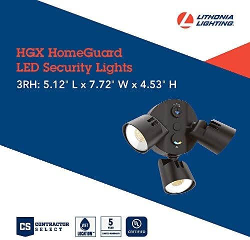 Lithonia Lighting HomeGuard 3-Light LED Outdoor Flood Lights, Dusk to Dawn | Dark Bronze Outdoor LED Lights, Adjustable Lumens, Selectable Color, Round Heads (HGX LED 3RH ALO SWW2 120 PE DDB)