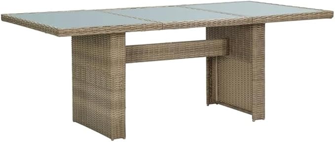 Afuera Living 7-Piece Outdoor Patio Dining Set, Weather-Resistant PE Rattan, Powder-Coated Brown and Dark Gray Finish, Removable Cushions, Modern Garden Backyard Terrace Furniture Seating for 6
