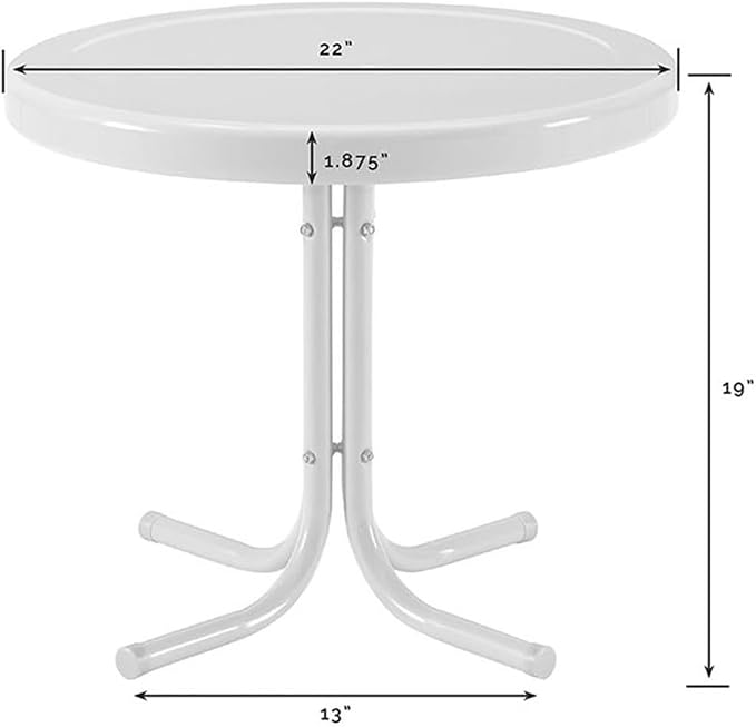 Pemberly Row Modern Steel Patio End Table, Navy Blue Finish, Powder-Coated Weatherproof Metal, 19 in Height, Pedestal Base, Outdoor Furniture for Patio, Balcony, or Porch Use