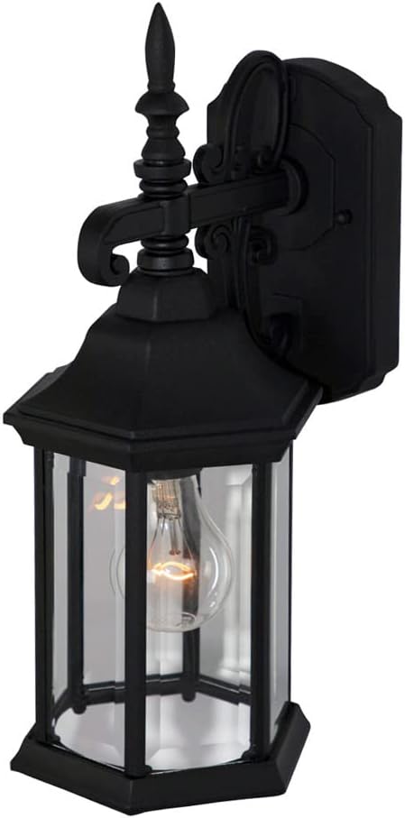 DESIGNERS FOUNTAIN Devonshire Outdoor Light Fixture, 14 Inch Exterior Wall Lantern Sconce for Front Door, Patio and Porch, Black, 2961-BK (Pack of 6)