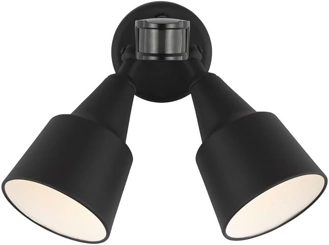 Generation Lighting 2-Light Motion Sensor Flood Light in Black | Wet-Rated Aluminum Fixture with Photocell, an Exterior Lighting Fixture and Outdoor Lamp for Home Security, Yard, or Driveway