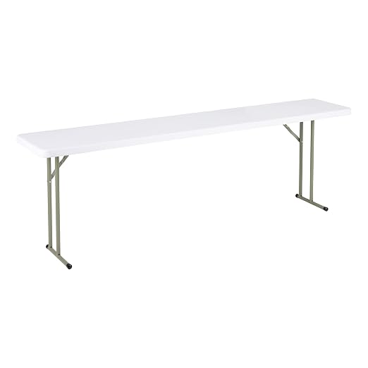 Norwood Commercial Furniture 8' Indoor/Outdoor Folding Training Table, Rectangular Blow-Molded Plastic Folding Training and Event Table, White