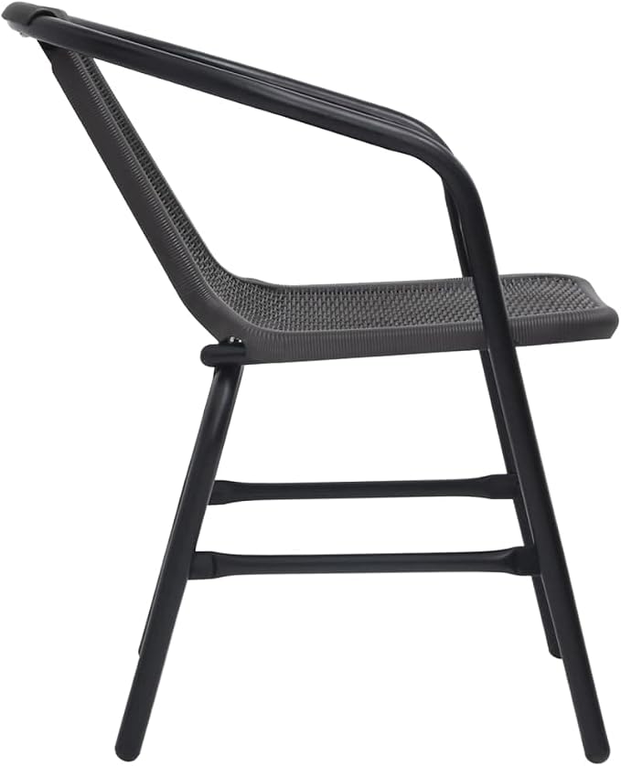 3-Piece Patio Dining Set with Glass Table and 2 Rattan Chairs | Features a square tempered glass table and stackable chairs, ideal for balconies and small outdoor spaces.