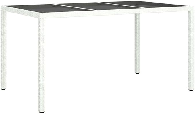 BOWERY HILL Patio Dining Set, Modern 5-Piece, White/Black Finish, Powder-Coated Steel Frame, Weatherproof PE Rattan, Tempered Glass Table for Garden, Balcony or Outdoor Patio Dining