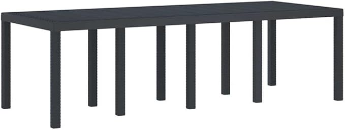 Afuera Living 11 Piece Poly Rattan Patio Dining Set, Anthracite Finish, UV-Resistant with Foam Cushions, Rectangular Table, Modern Outdoor Garden Furniture for Terrace or Backyard Dining, Seats 10