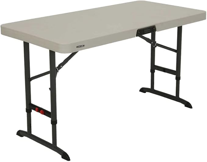 Lifetime Nesting 80823 Adjustable Rectangular Folding Table 122 cm for 4 People Beige