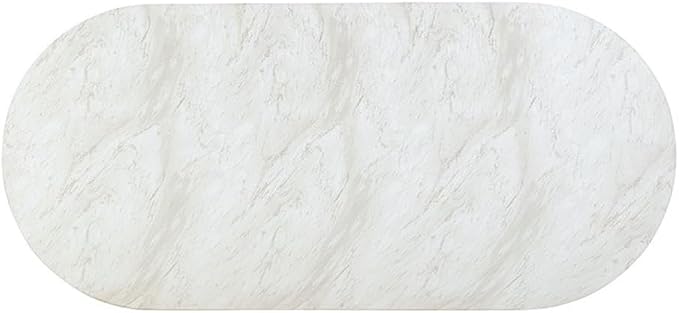 Pemberly Row Indoor/Outdoor Dining Table, 86.3"x39.5"x30.2", Durable Concrete, White Marble Pattern, Seats 6, Handmade, Sleek Tapered Edges, Patio or Dining Room Table
