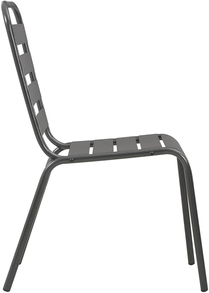 vidaXL Steel with E-Coated and Powder-Coated Dining Set in Dark Gray