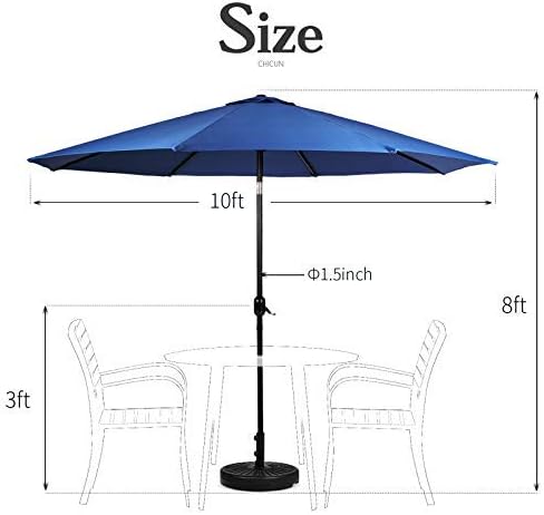7 Pieces Patio Metal Furniture Outdoor Dining Set with 6 Stackable Bistro Chairs, 60'' x 37'' Rectangle Table and 10Ft Dark Blue Umbrella