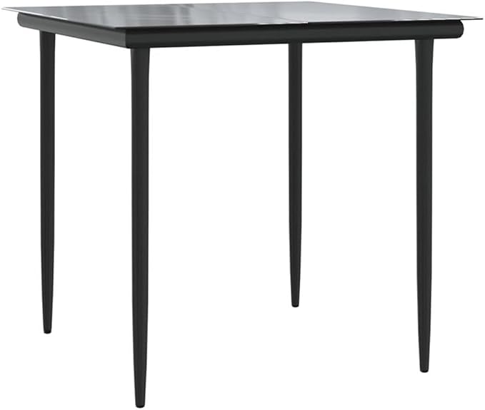 Afuera Living 5-Piece Poly Rattan Patio Dining Set, Black and Beige Finish, Weatherproof Construction with Cushions, Glass Top Table, Modern Style Outdoor Furniture for Garden, Balcony, or Patio Use