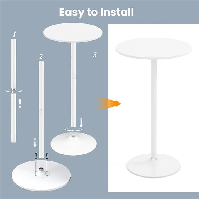 ERGOMASTER Cocktail Table,Two-in-one Modern Style Standing Circular Bar Table 40"/22" Two Convertible Height Suitable for Dining Room, Restaurant, Kitchen (1, White)